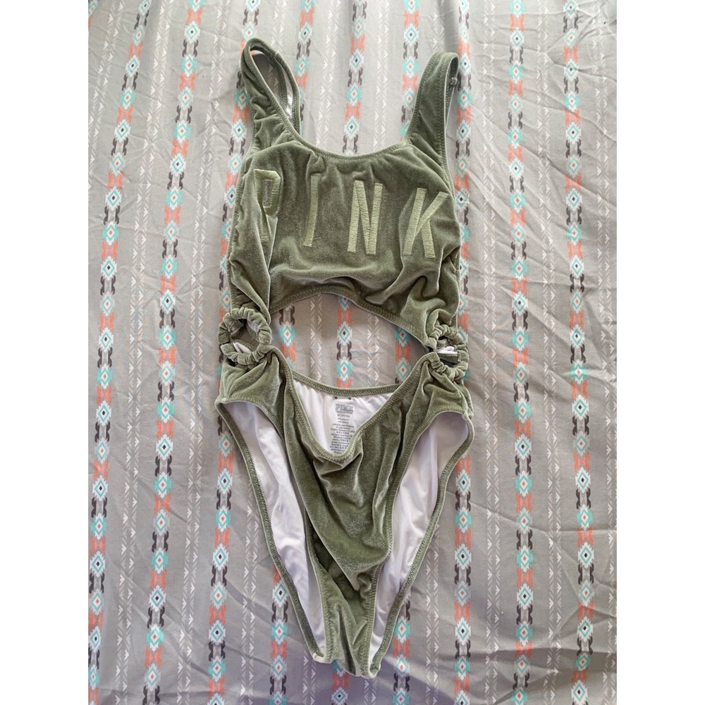 PINK velvet cut out one piece